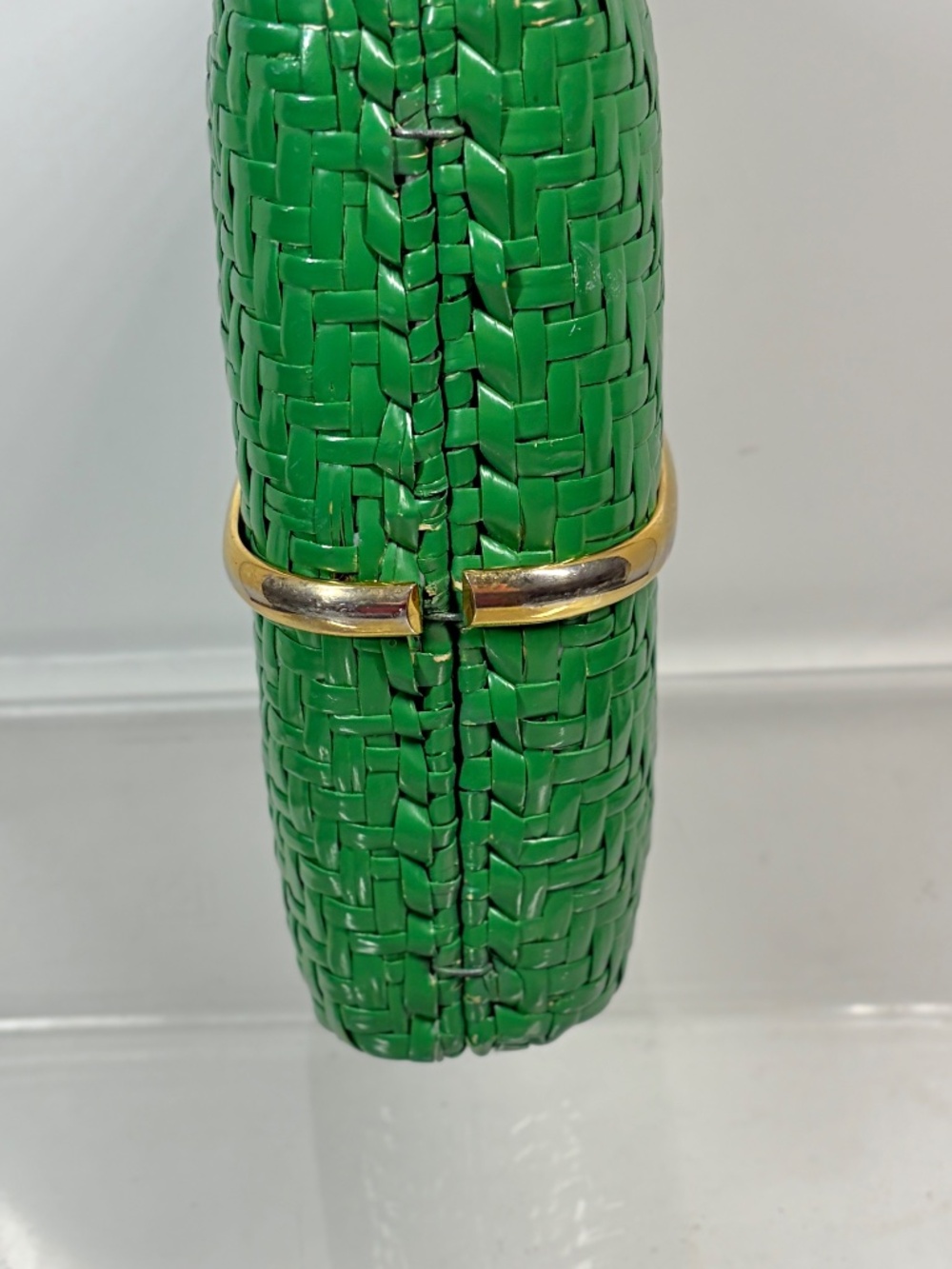 RODO Italy GREEN Wicker Clutch 60s 70s Designer Purse HTF Vintage Evening Italy - Picture 6 of 16